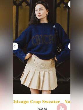 Chicago Crop Sweater Navy Cropped Alice & Wonder Top